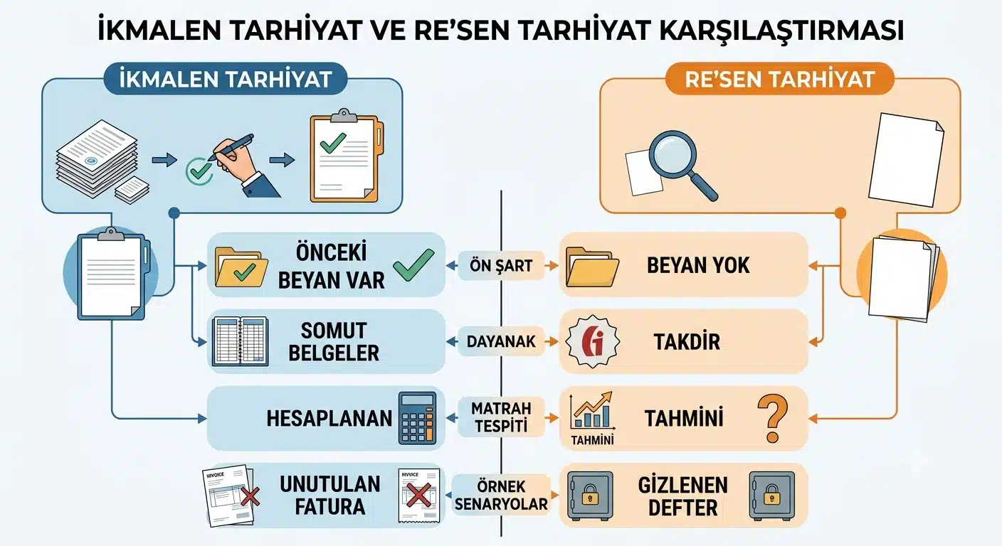 İkmalen tarhiyat ve re'sen tarhiyat